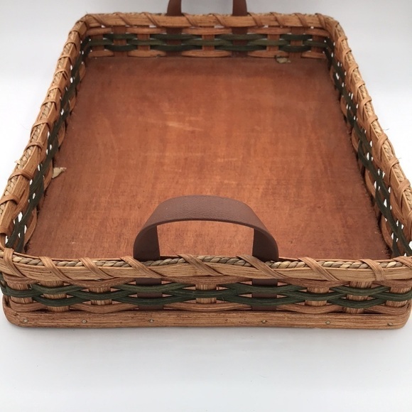 Amish Made Rectangular Serving Tray Basket Handwoven Signed - Picture 2 of 5